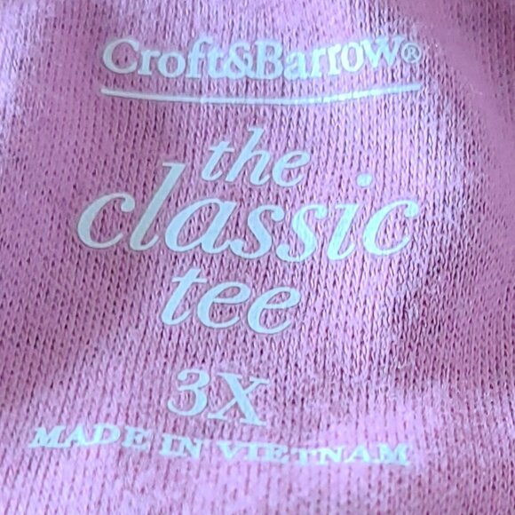 CROFT & BARROW THE CLASSIC TEE PULLOVER BURGUNDY FLORAL DESIGN SIZE 3X - Picture 2 of 5